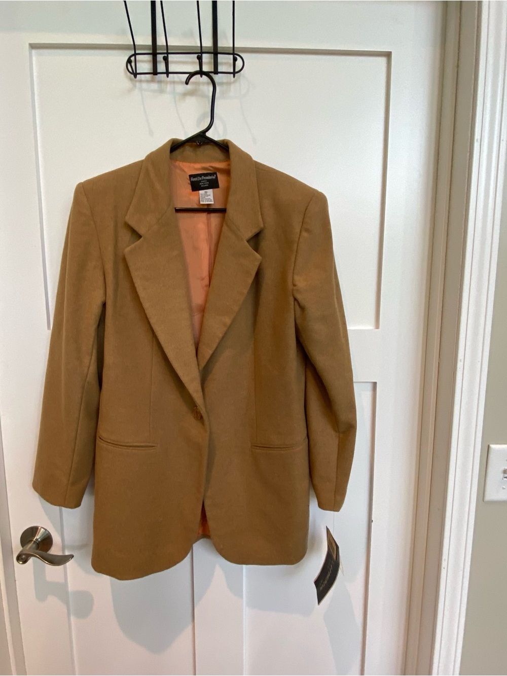 Wool & Cashmere Camel Single-Button Wool-Blend Blazer size Medium